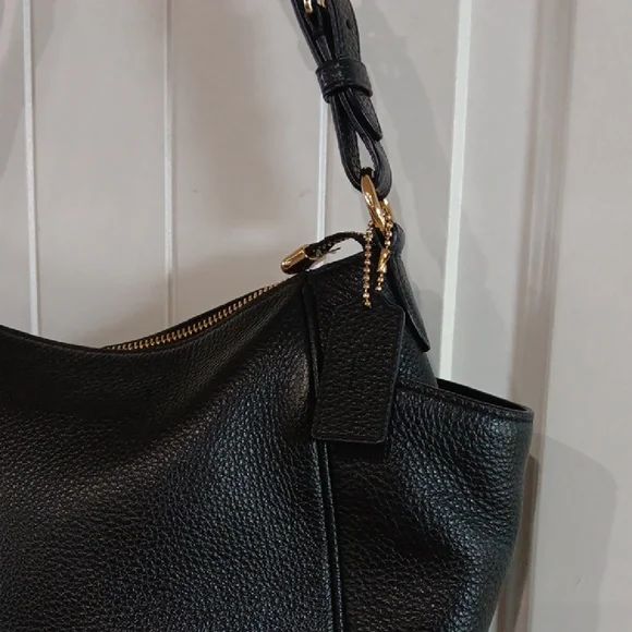 Coach (Rori) Black Leather Shoulder Bag with Gold Hardware - Picture 3 of 8